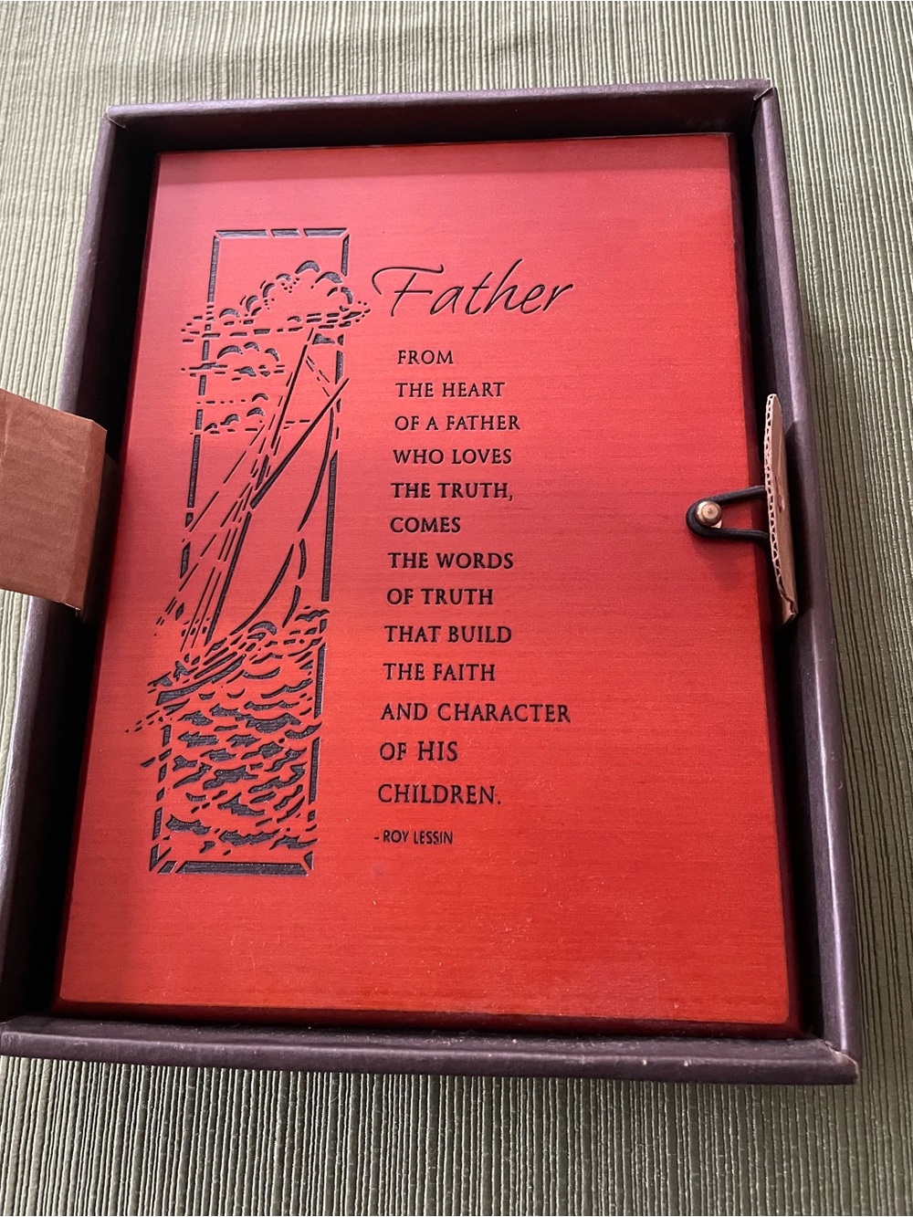 Father Inspirational Wooden Journal – Red